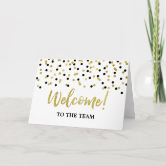 Carte Black Gold Confetti Employé Bienvenue à l'équipe