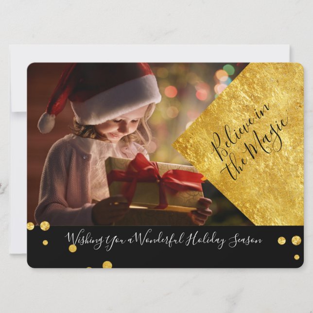 Carte Black & Gold Croyez en la photo magique de Noël (Devant)