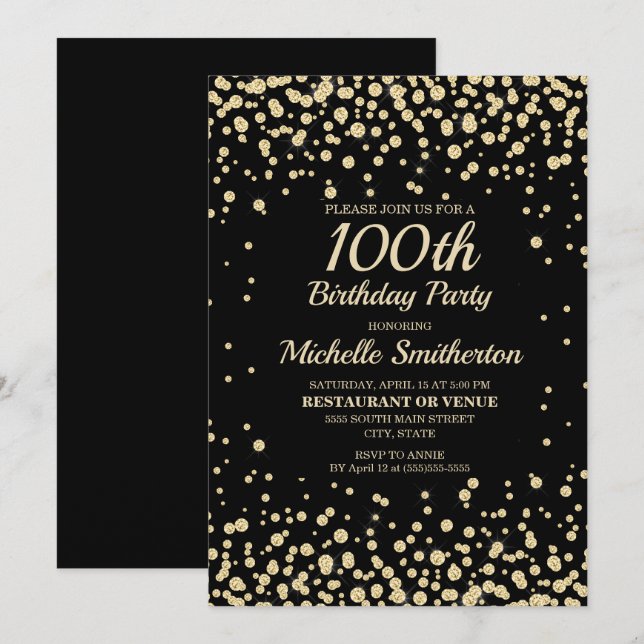 Carte Black Gold Diamond Parties scintillant femmes 100e (Devant / Derrière)