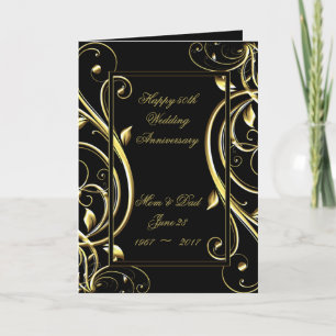 Carte Black Gold Flourish 50e anniversaire Mariage