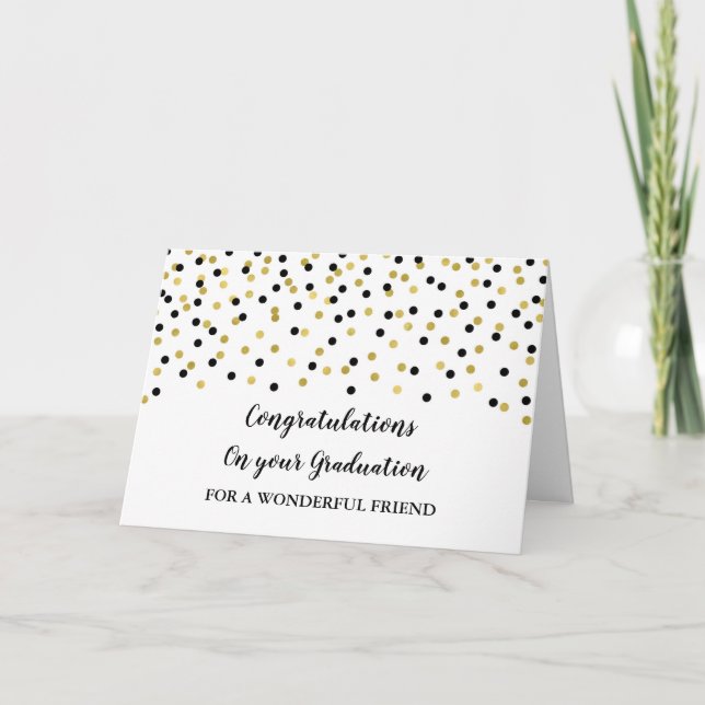 Carte Black Gold Friend Félicitations Graduation (Devant)