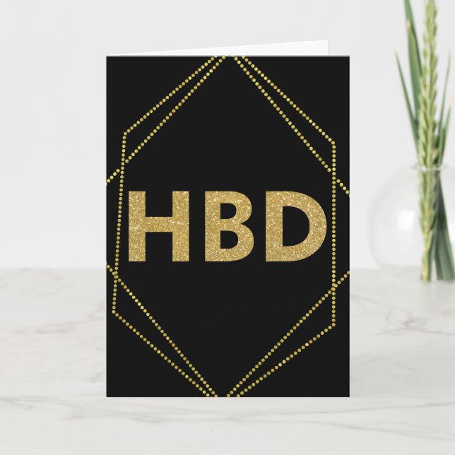 Carte Black Gold Gliitter HBD Anniversaire pour BFF géom (Devant)