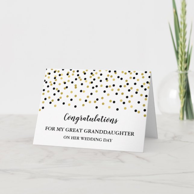 Carte Black Gold Great Grandgirl Wedding Day (Devant)