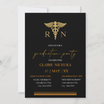 Black Gold Nurse graduation party neutral gender 