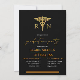 Carte Black Gold Nurse graduation party neutral gender 