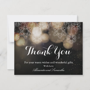 Carte Black & Gold Pailletés Flocon de neige d'hiver mer