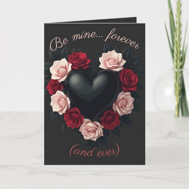 Carte Black Heart And Wreath Of Black Roses (Devant)