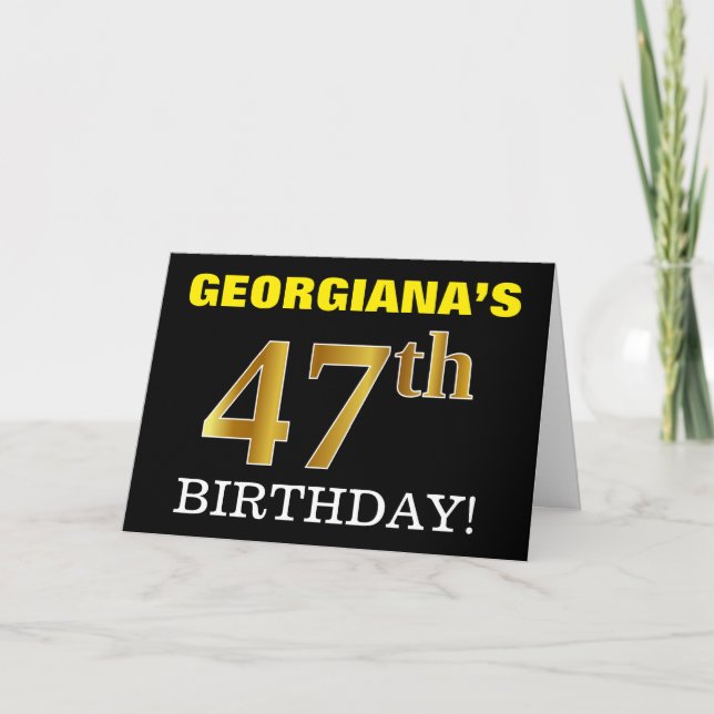 Carte Black, Imitation Gold "47th BIRTHDAY" (Devant)