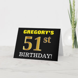 Carte Black, Imitation Gold "51st BIRTHDAY"