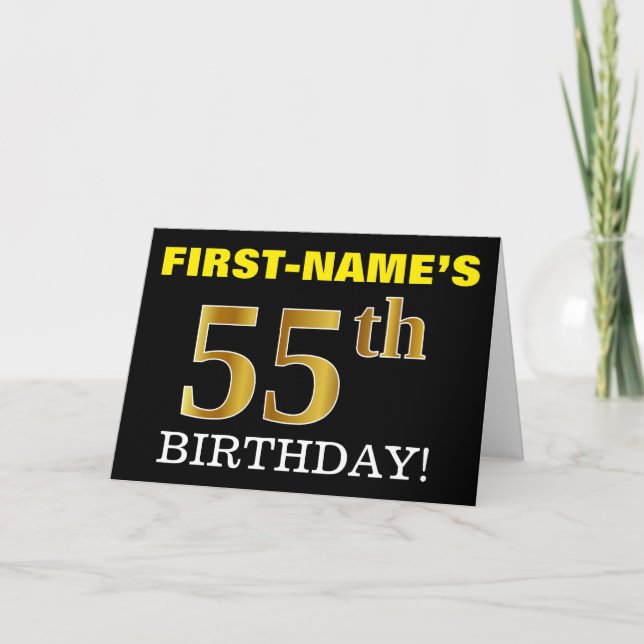 Carte Black, Imitation Gold "55th BIRTHDAY" (Devant)