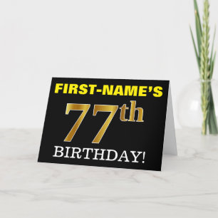 Carte Black, Imitation Gold "77th BIRTHDAY"