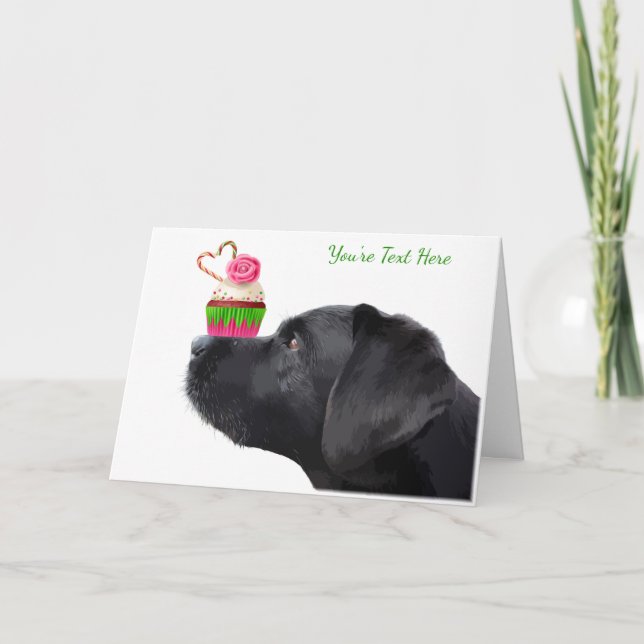 Carte Black Lab I Love You Card - Chien Je t'aime (Devant)