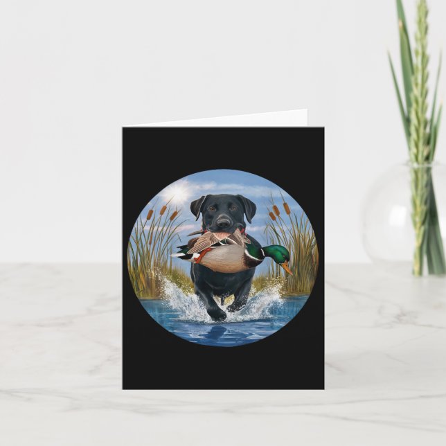 Carte Black Lab Labrador Chasse Canards Aquarelle Jaune (Devant)