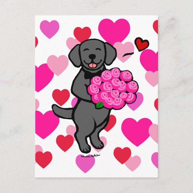 Carte Black Lab Puppy Valentine's Day (Devant)