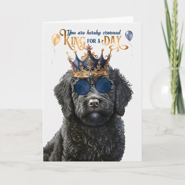 Carte Black Labradoodle King pour une journée d'annivers (Devant)