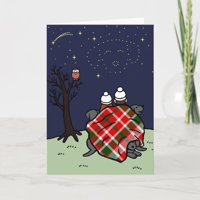 Carte Black Labrador Family et Starry Sky (Devant)
