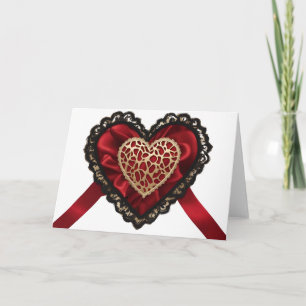 Carte Black Lace Red Solk Gold Valentine's Day Heart Car