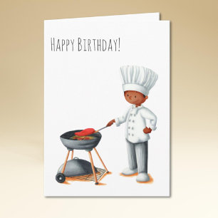 Carte Black Man Chef Barbecue Anniversaire
