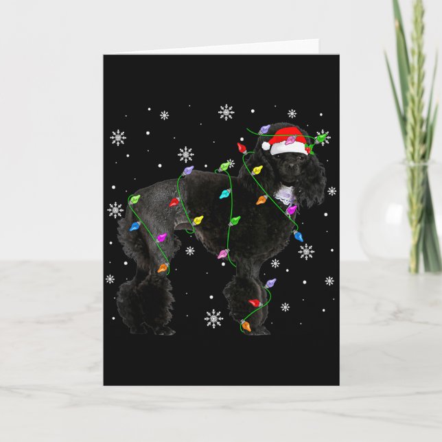 Carte Black Odle Dog Christmas Lights Funny Santa Hat Do (Devant)