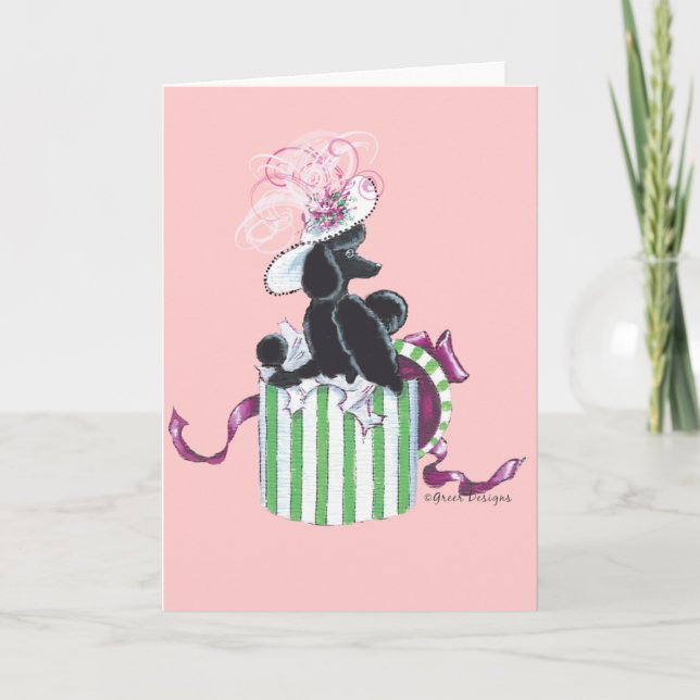 Carte Black Poodbox Hatbox Art rétro Imprimer (Devant)
