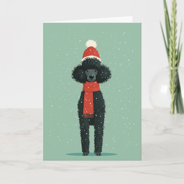 Carte Black Poodle Holiday Greeting (Devant)