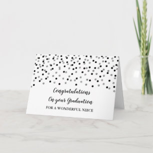 Carte Black Silver Niece Félicitations Graduation