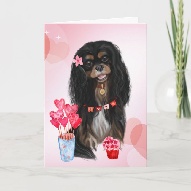 Carte Black & Tan Cavalier Charles Spaniel Valentine (Devant)
