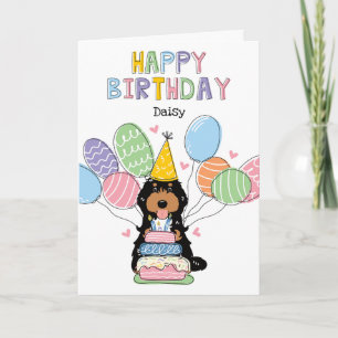 Carte Black Tri Cockapoo Cavapoo Chien Joyeux anniversai