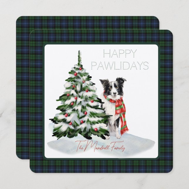 Carte Black Watch Tartan Ancien Joyeux Chien Pawlidays (Devant / Derrière)