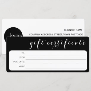 CARTE BLACK WHITE BUSINESS LOGO COMPANY DON CERTIFICAT