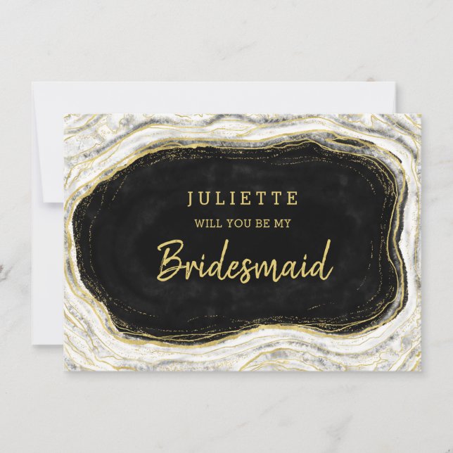 Carte Black White Geode Be My Bridesmaid (Devant)