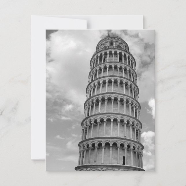 Carte Black White Leaning Tower of Pisa Italy (Devant)