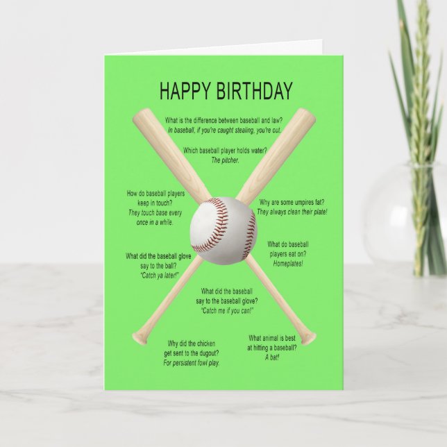 Carte Blagues sur le baseball d'anniversaire (Devant)