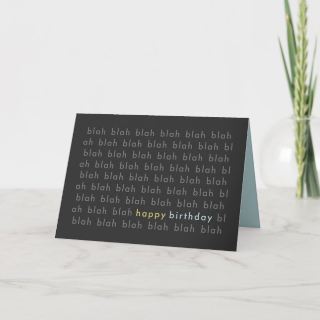Carte Blah Blah Blah Happy Birthday Typografy Card (Devant)