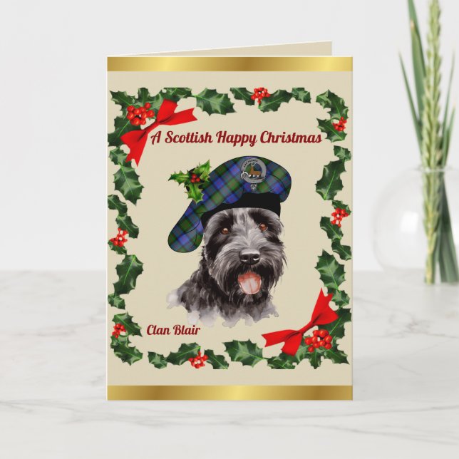 Carte Blair Scottie Dog Noël personnalisé (Devant)