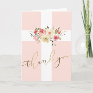 Carte blanc croix florale événement religieux Merci