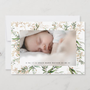 Carte Blanc Elégant Boho Golden Sage Eucalyptus Photo