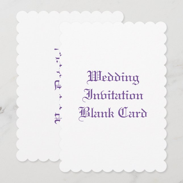 CARTE BLANC FAIRE-PART DE MARIAGE (Devant / Derrière)