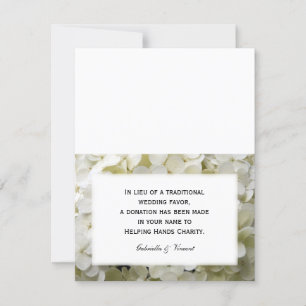 Carte Blanc Hydrangea Fleur Mariage Charity Favoriser le