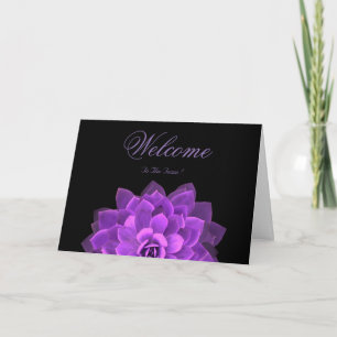 Carte Blanc Minimal Purple Daisy Bienvenue