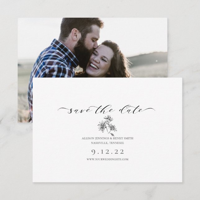 Carte Blanc noir minimal Enregistrer la calligraphie de  (Devant / Derrière)