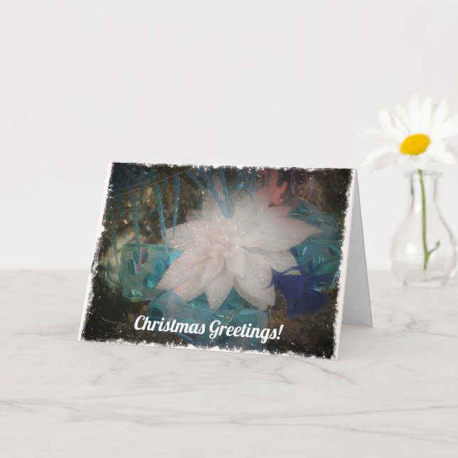Carte Blanc Poinsettia Fleur de Noël Fête (Petite plante)