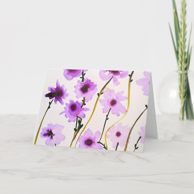Carte Blanc violet marguerite floral élégant douche nupt (Devant)