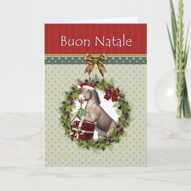 Carte blanche à Donkey de Noël italien Buon Natale (Devant)