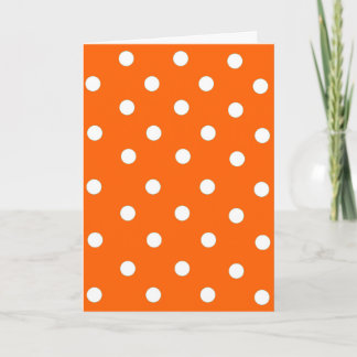 Carte blanche avec motif à pois orange et blanc