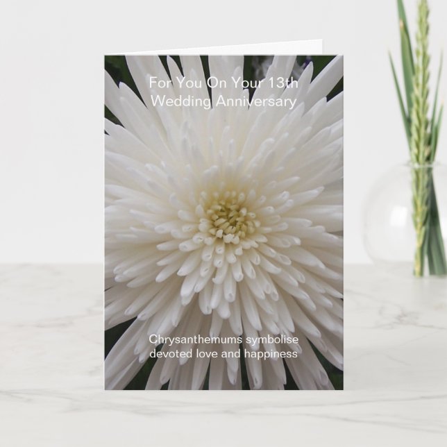 Carte blanche Chrysanthemum 13e anniversaire Maria (Devant)