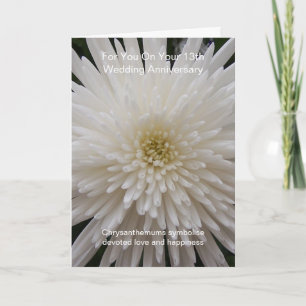 Carte blanche Chrysanthemum 13e anniversaire Maria