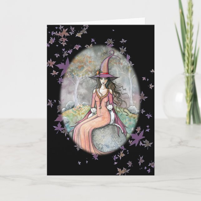 Carte blanche de chat de sorcière de Beautifu (Devant)