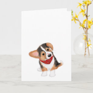 Carte blanche de chiot de corgi mignonne