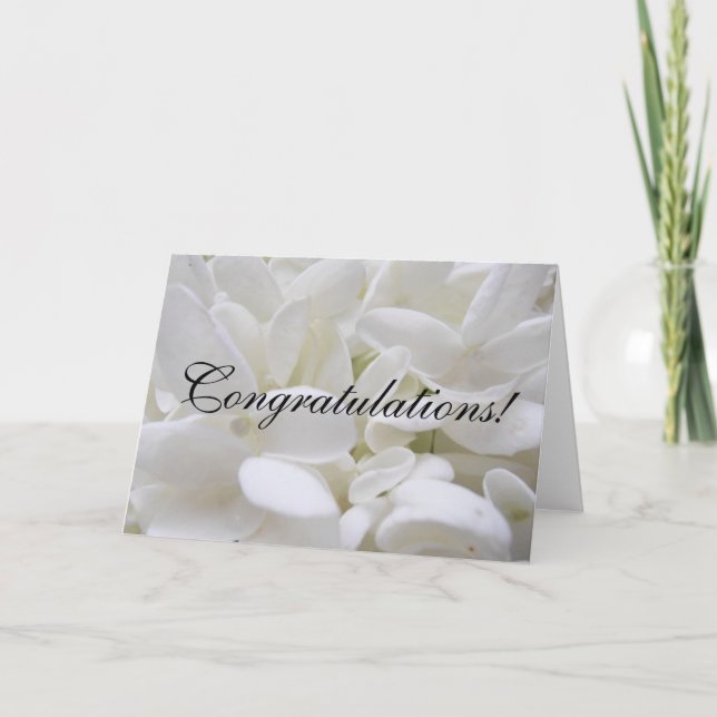 Carte blanche de "félicitations" d'hortensia (Devant)